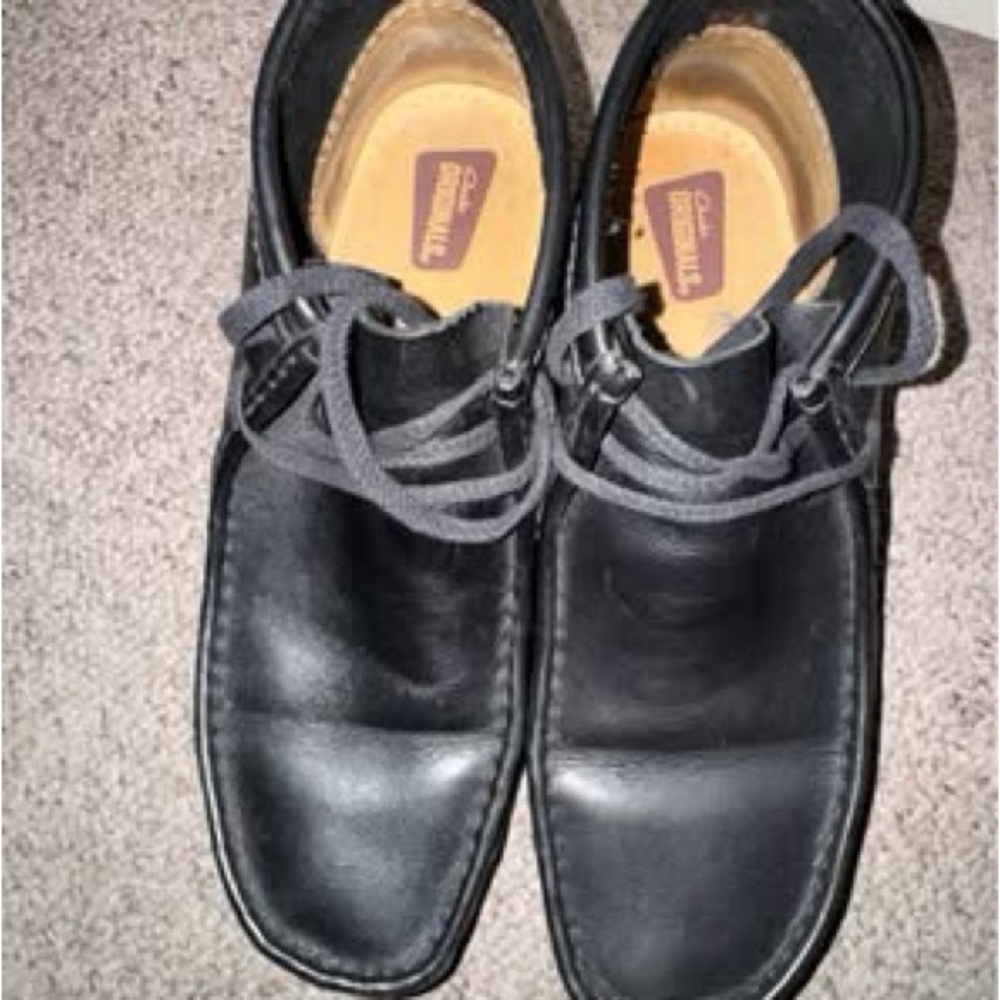 Clarks Men's Black Leather Wallabee Slip-On Loafers Size 10.5